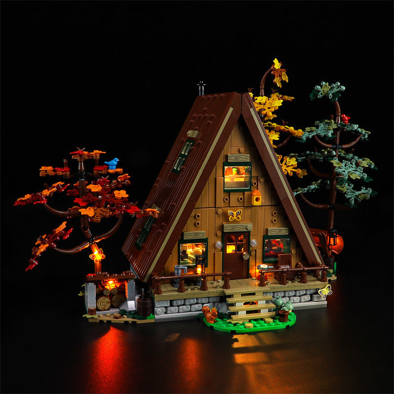 Compatible with LEGO 21338 A-shaped wooden house LED lighting creative ornaments, luminous toys, and building blocks