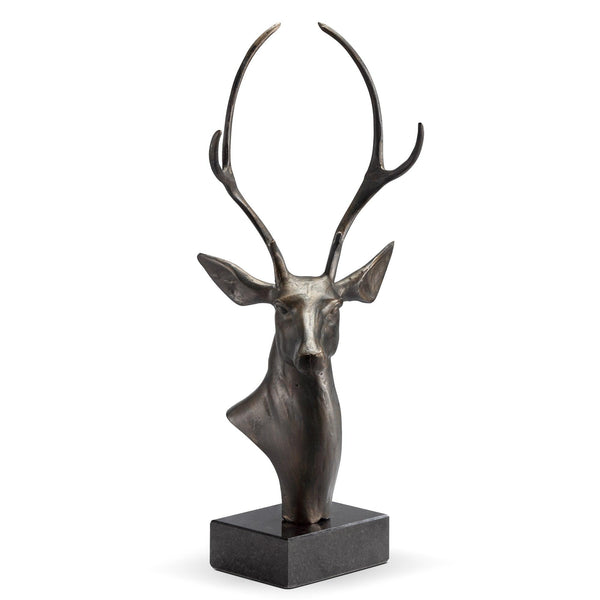 23''H Aluminum Deer Bust on Base