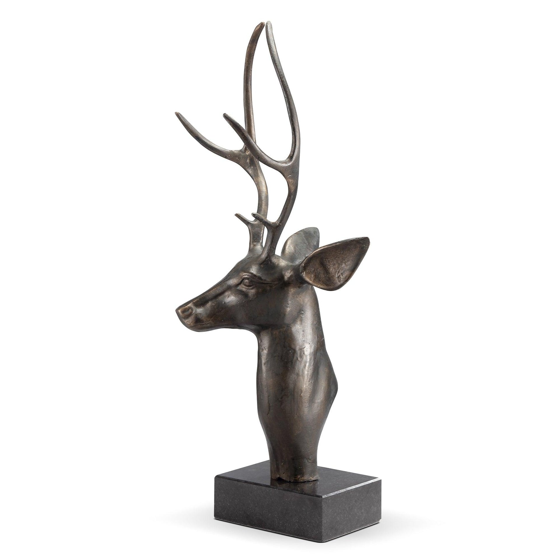 23''H Aluminum Deer Bust on Base