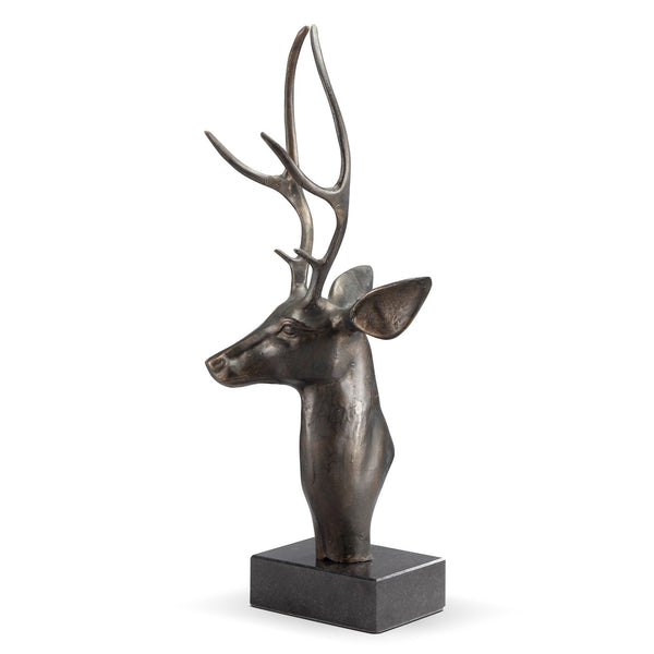 23''H Aluminum Deer Bust on Base