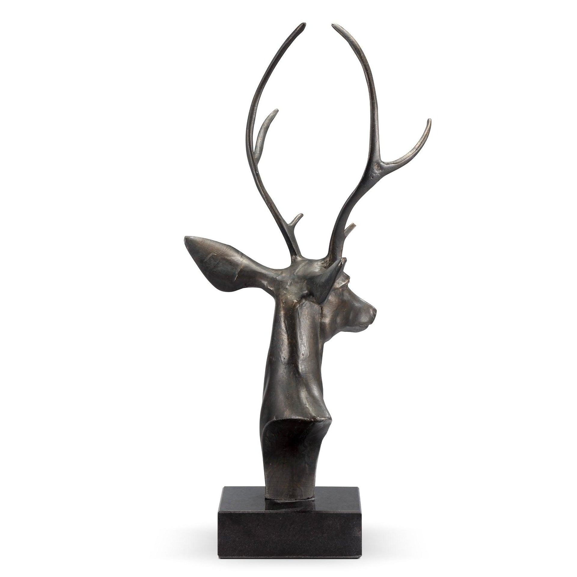 23''H Aluminum Deer Bust on Base