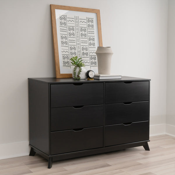 PORTIX BLACK 6 DRAWER DRESSER