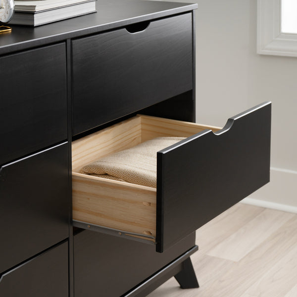 PORTIX BLACK 6 DRAWER DRESSER