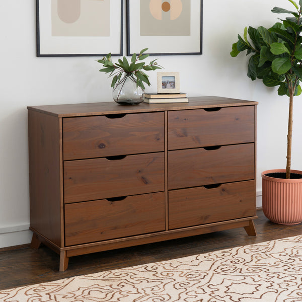 PORTIX WALNUT 6 DRAWER DRESSER
