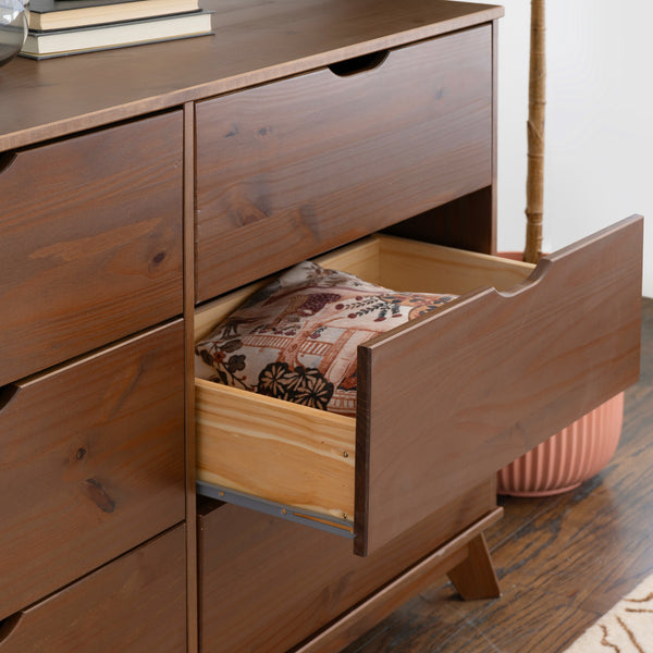 PORTIX WALNUT 6 DRAWER DRESSER