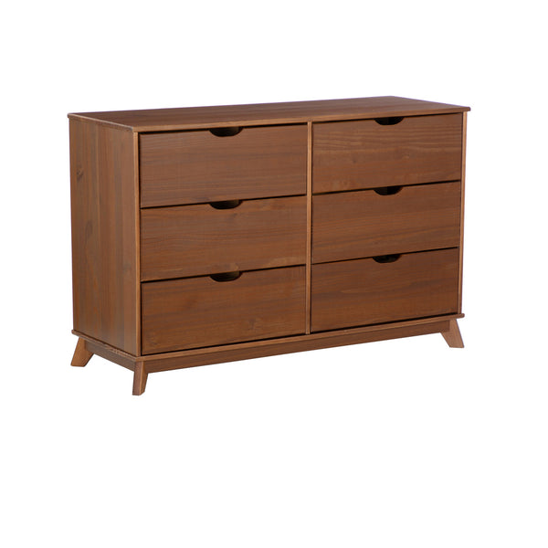 PORTIX WALNUT 6 DRAWER DRESSER
