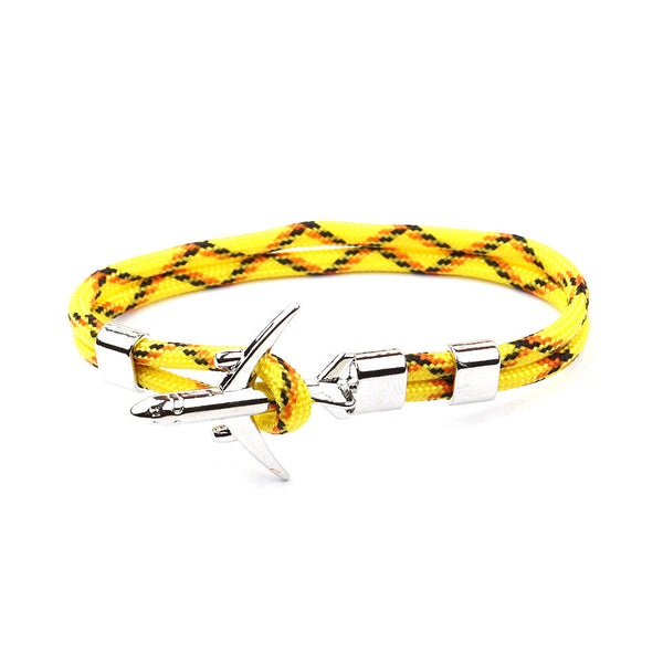 Modern Fashion Airplane Anchor Bracelets Men Charm Rope Chain Paracord Bracelet Women Male Air Force Style Wrap Metal Sport Hook Gift