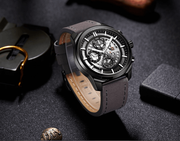 Sports Men's Leather Waterproof Date Display Casual Analog Luxury Watches Unique Design Perfect Gift