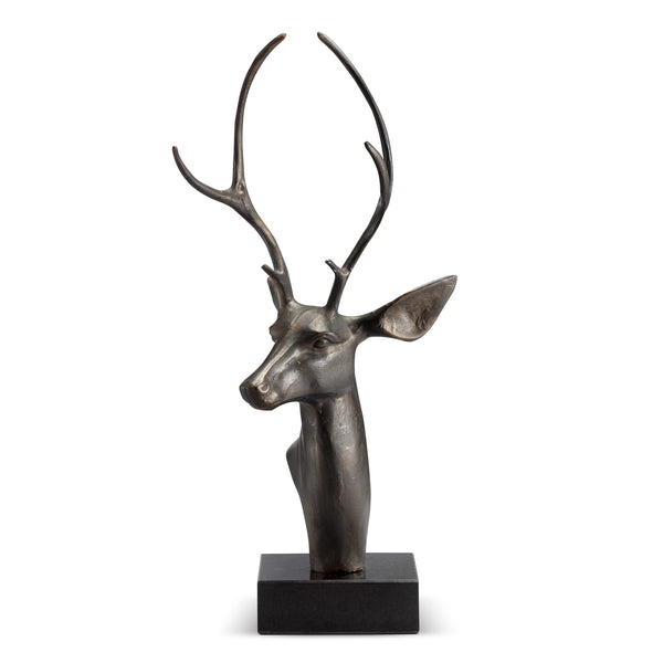 23''H Aluminum Deer Bust on Base