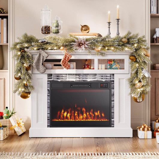 23 Inches 750W/1500W Electric Fireplace Heater with Alter Flame Color and Brightness