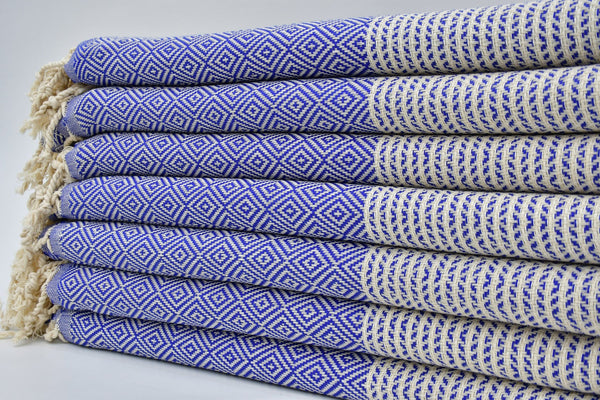 Dotty Diamond Blue Turkish Towel