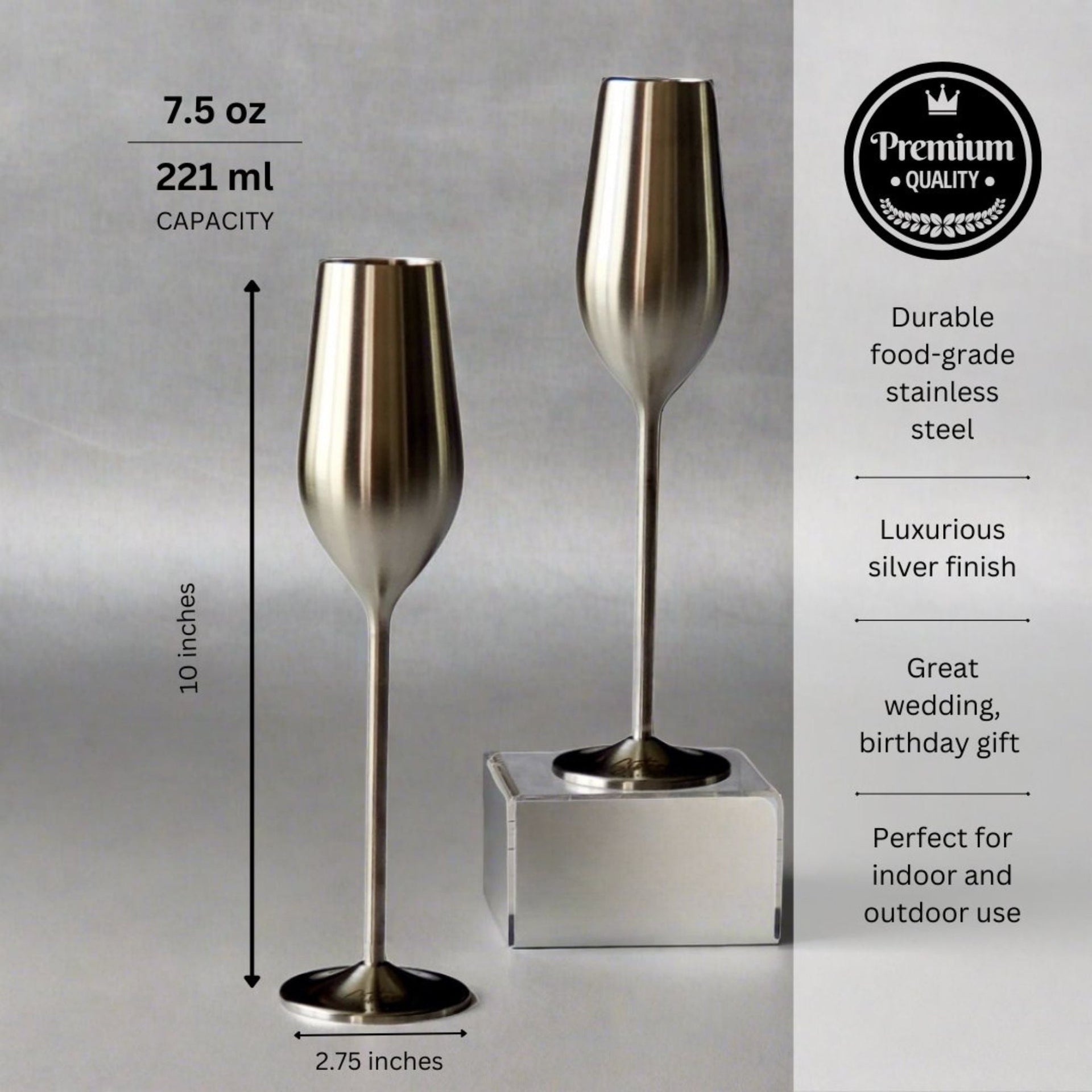 Unbreakable Champagne Flutes (Silver)