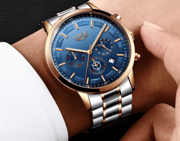 Men's Waterproof  Watch With Chronometers And Date Display Unique Design Perfect Gift