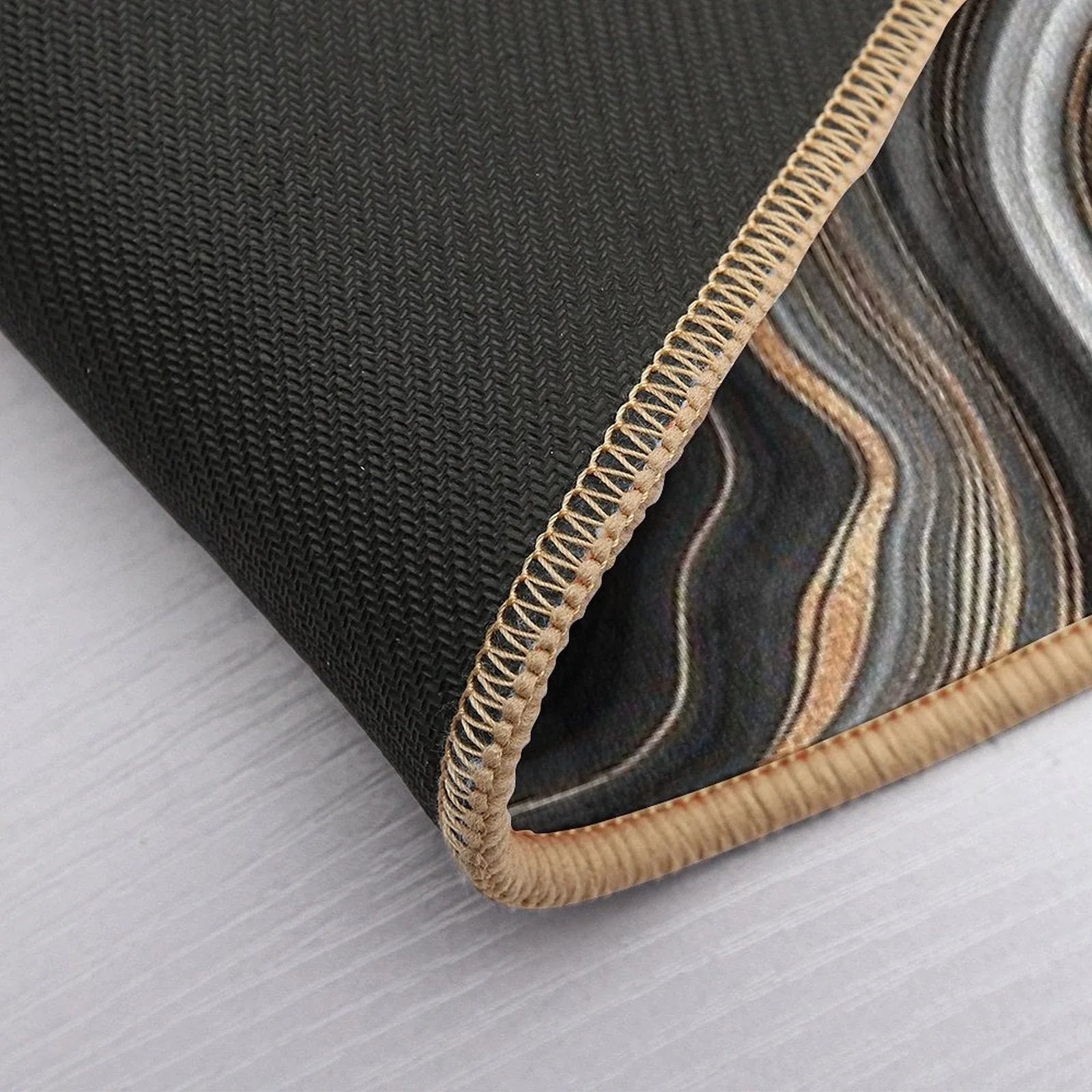 Elegant Black And Gray Faux Marble with Gold Veins Bath Mat