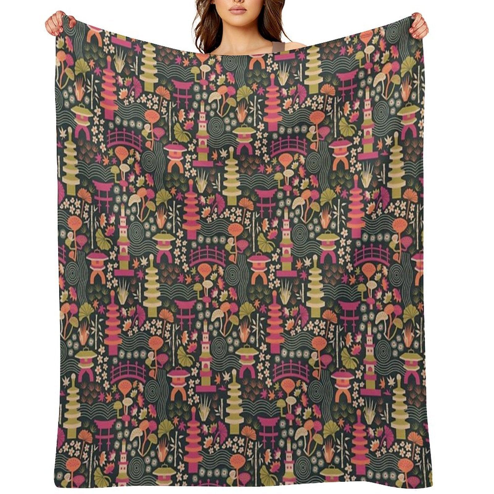 Zen Garden Based on The Japanese Tea Garden in Golden Gate Park Throw Blanket