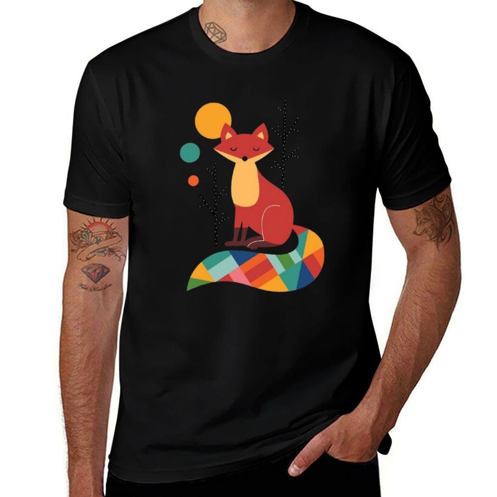 Rainbow Fox  Rolled Sleeves T-Shirt