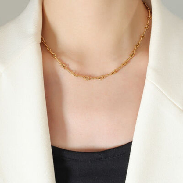 Gold Rope Link Chain Necklace