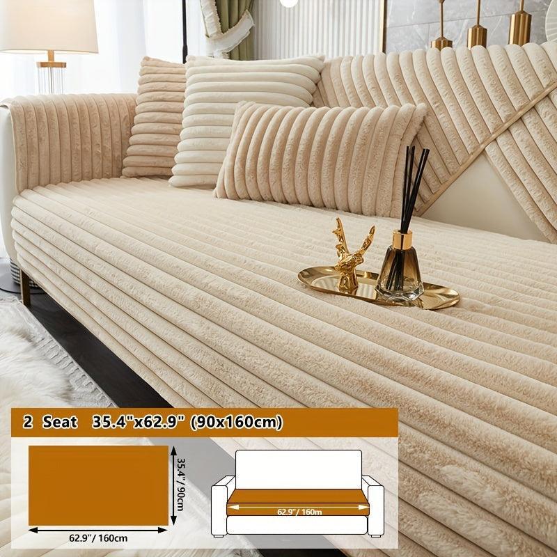 Luxurious Rabbit Fur Sofa Slipcover | Non-Slip Light Grey for dog use