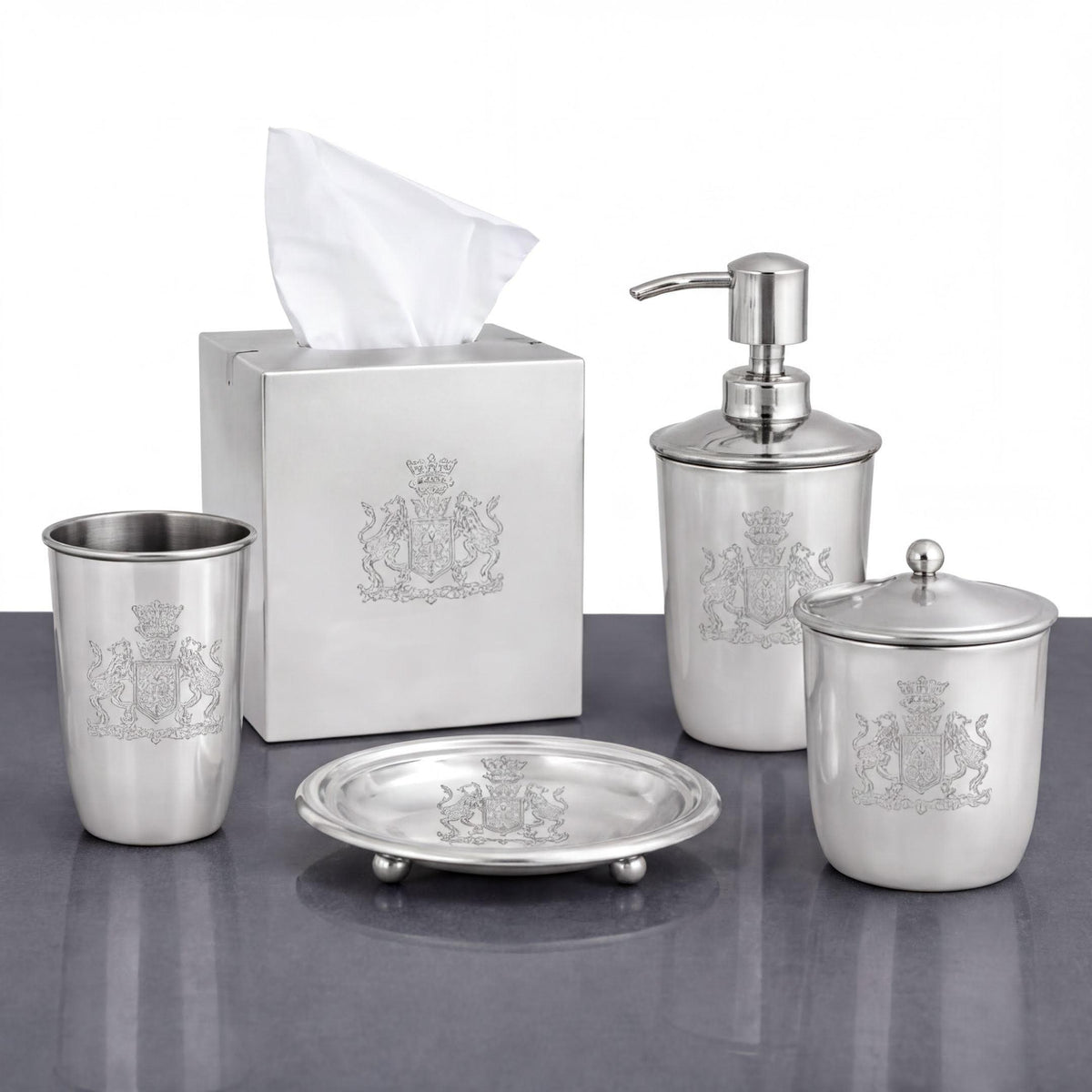 Bathroom Set – Durkee, 5 Piece Silver