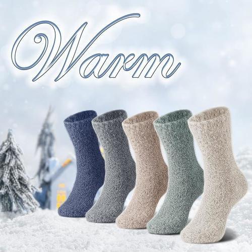 5 Pairs Fuzzy Cozy Warm Socks for Women Winter Wool Thick Casual Home Sleeping
