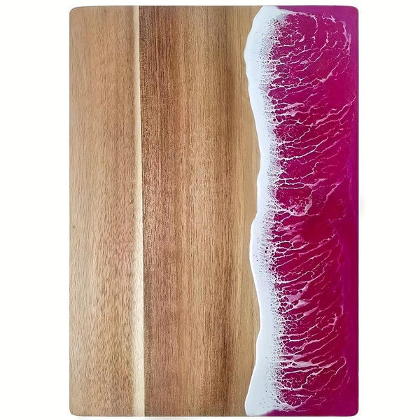 Acacia Wood Resin Wave Cutting Board Ocean River Serving Tray 46x23cm