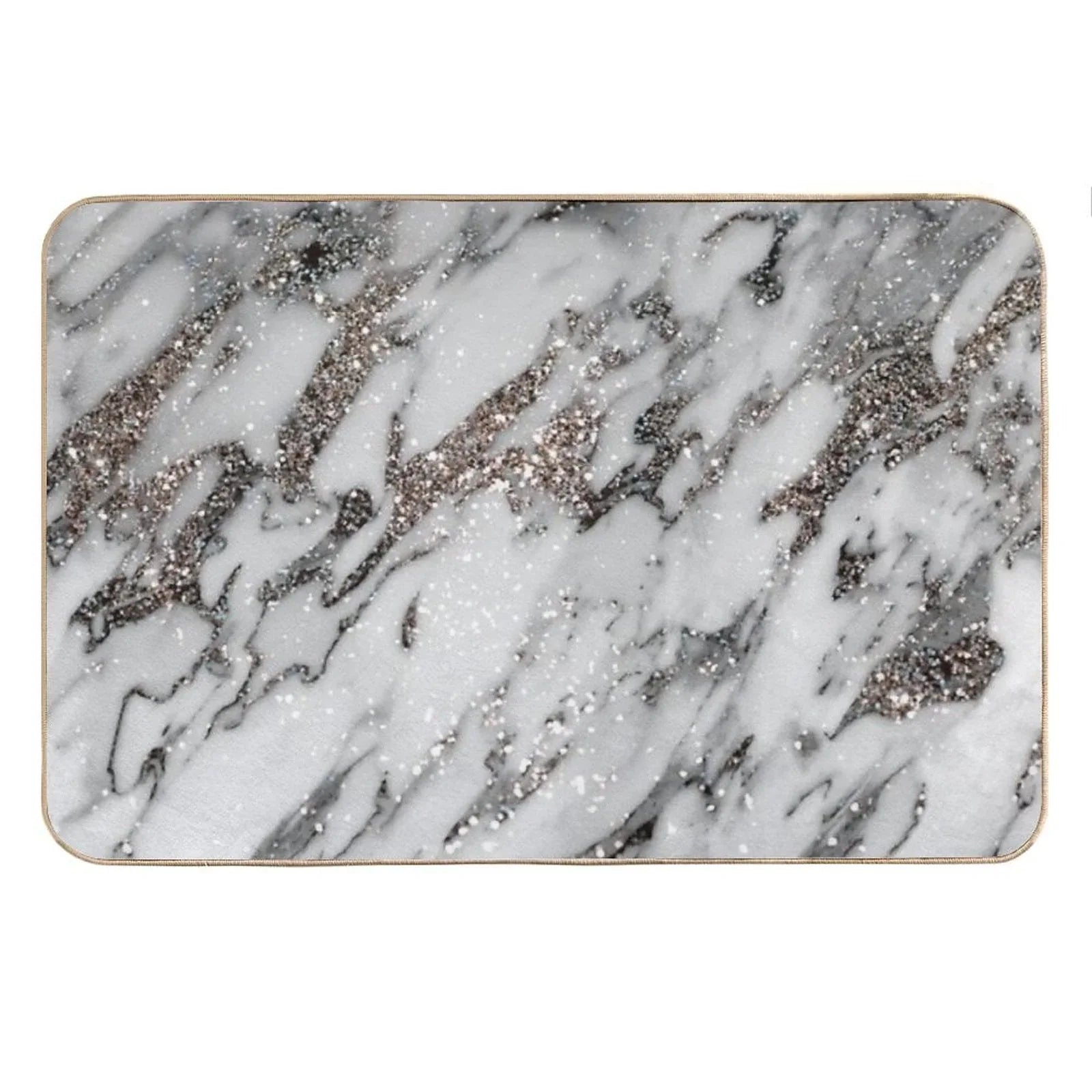 Classic White Marble Silver Glam #1 (Photo of Glitter Only - Not Reflective) Bath Mat