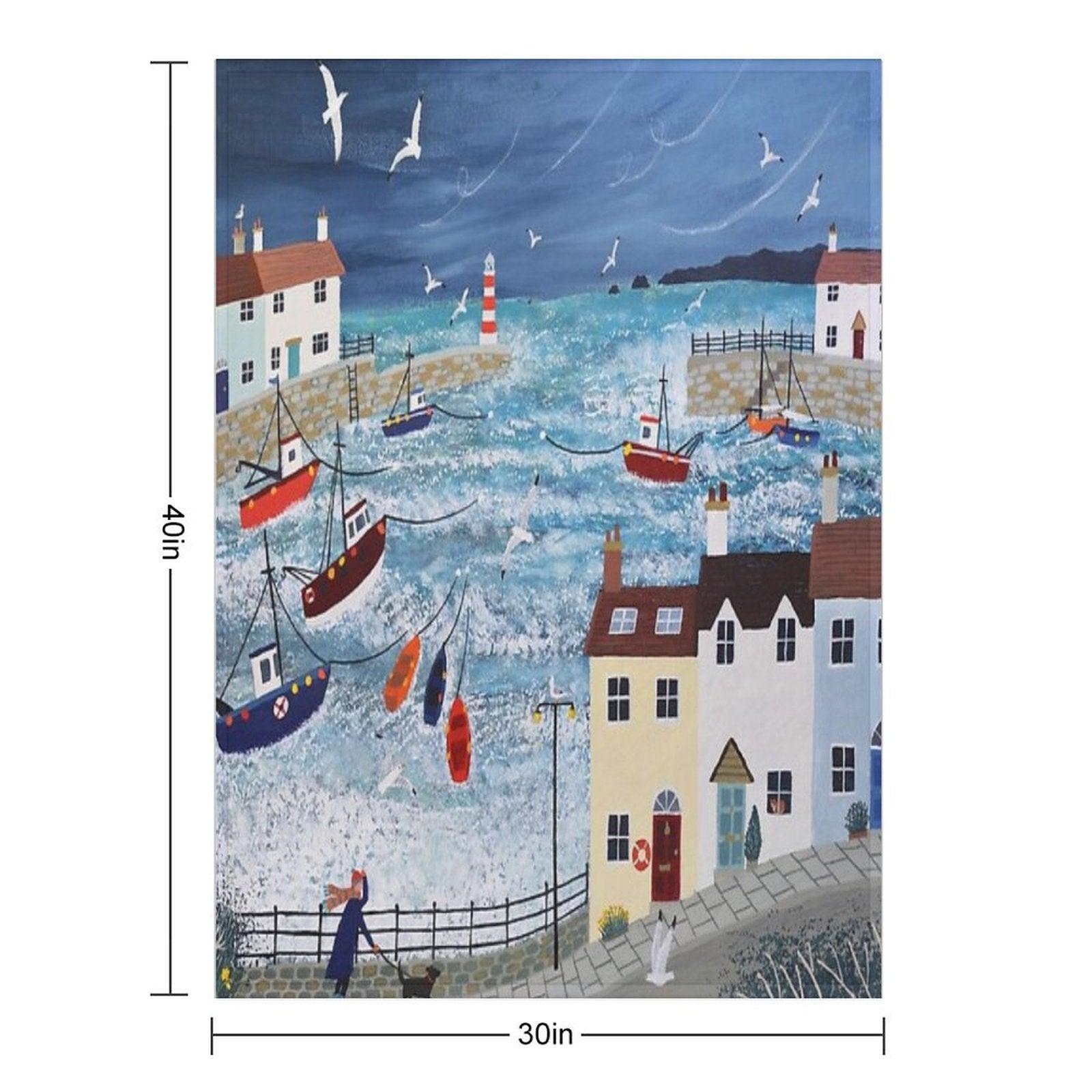 Stormy Harbour Throw Blanket