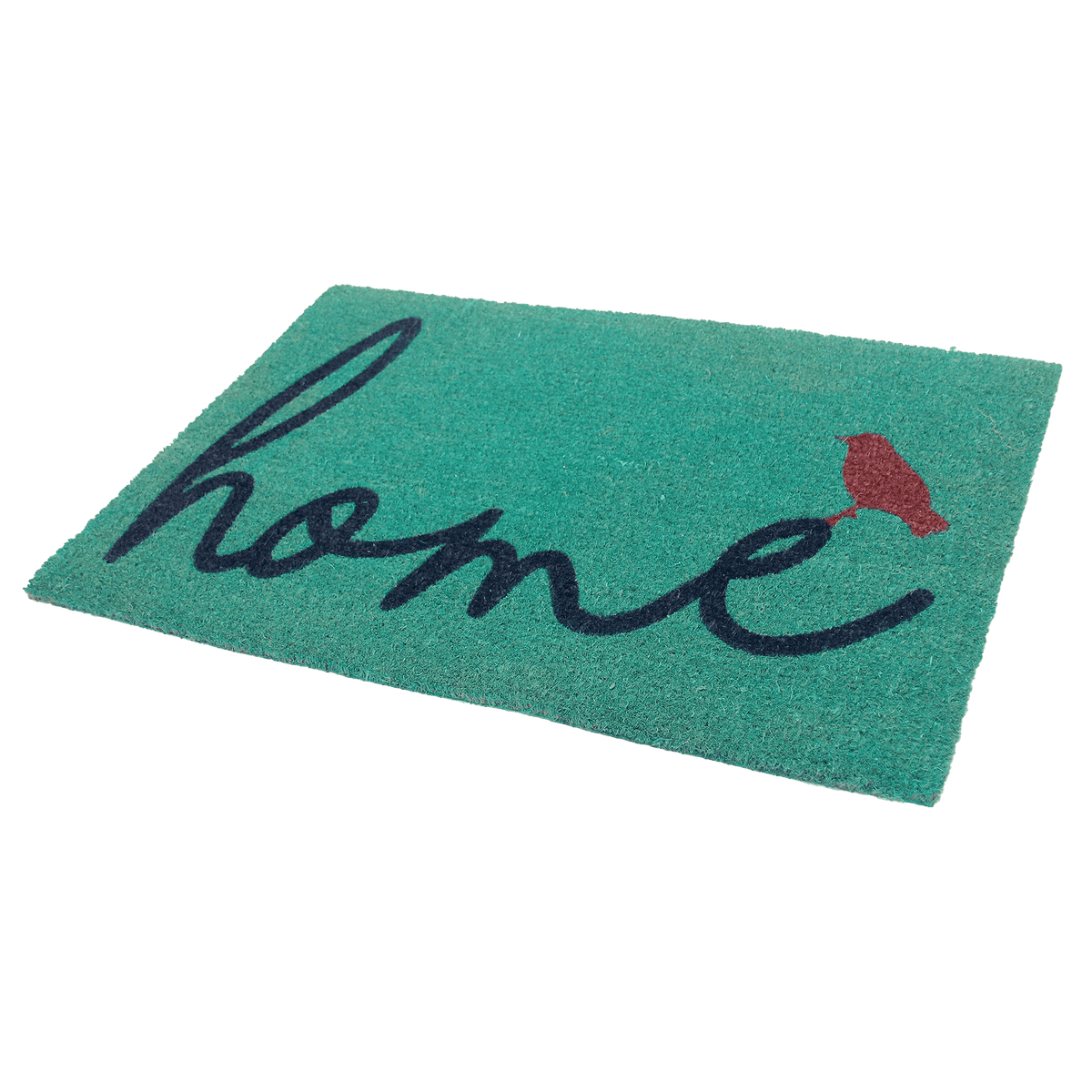 A Bird Perched on Home Coir Doormat