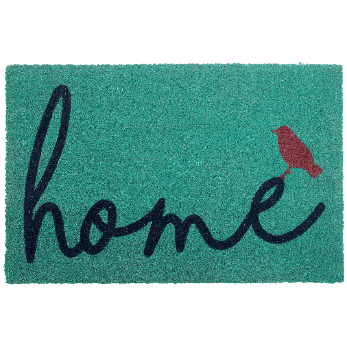 A Bird Perched on Home Coir Doormat