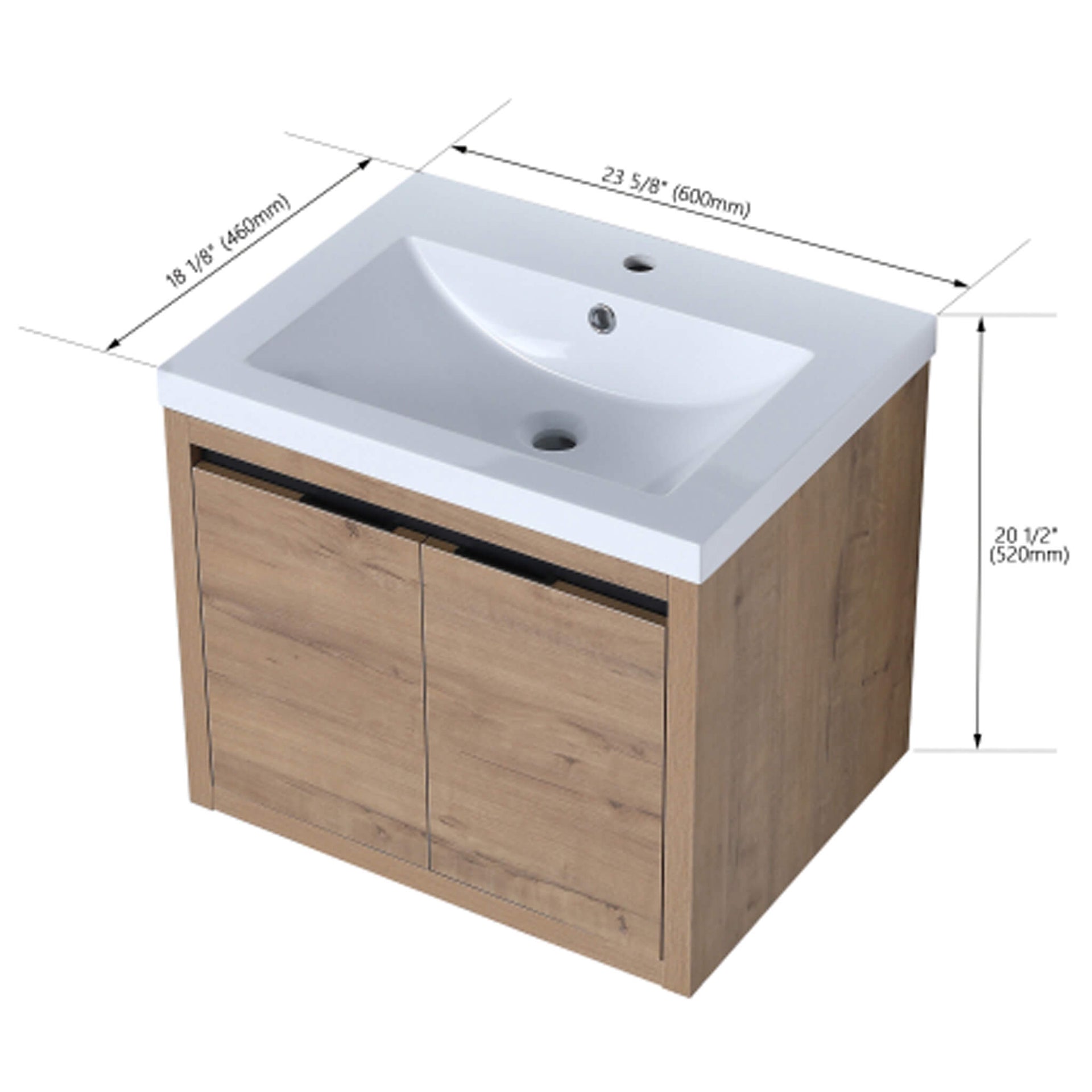 Floating Bathroom Vanity With Resin Sink Soft Close Doors (SAK82560)