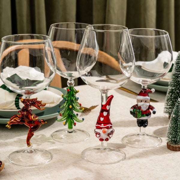 3D Christmas Tree Wine Glasses Jersey Art Glass