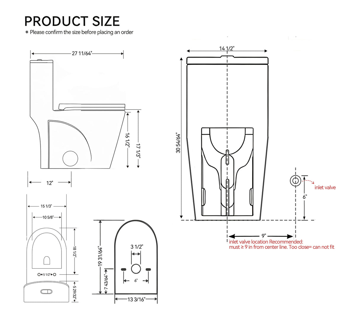 1.28/0.8 GPF Siphonic Flush One-Piece Toilet