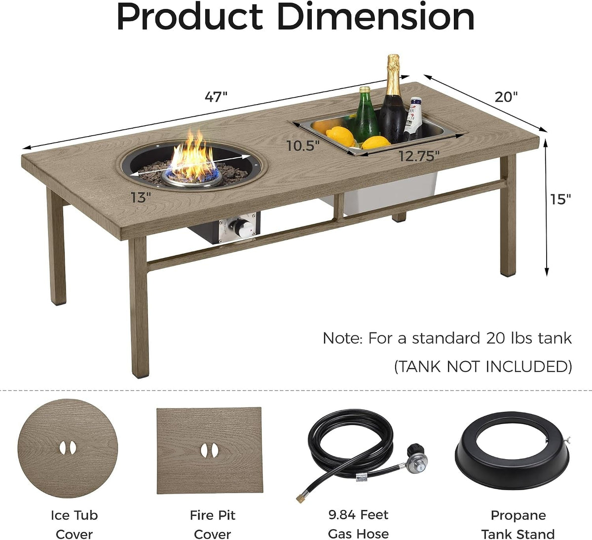Aluminum Propane Fire Pit Table - 47
