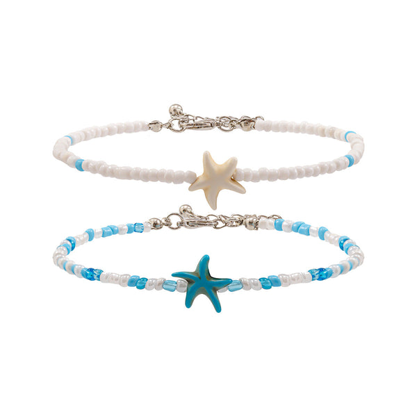 Conch Rice Bead Anklet Multi Layer Beach Foot Accessories Hot Selling Ocean Star Resort Foot Chain Set