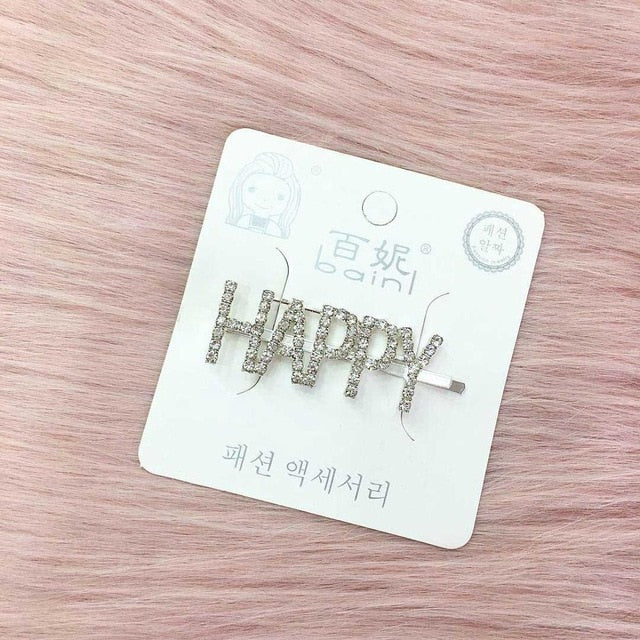 1PC Bling Letter Hairpins Headwear for Women Girls Hair Clips Pins Barrette Tools Hair Accessories