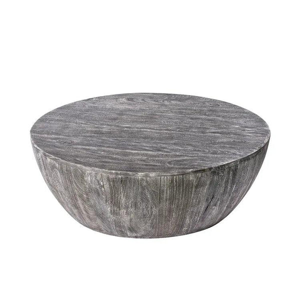 Arthur 36 Inch Farmhouse Style Handcrafted Mango Wood Round Drum Shape Coffee Table - Gifts for You 'n Me