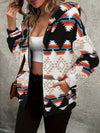 Modern Women Geometric Zip-Up Sherpa Jacket With Hood And Pockets Stylish Winter Jacket