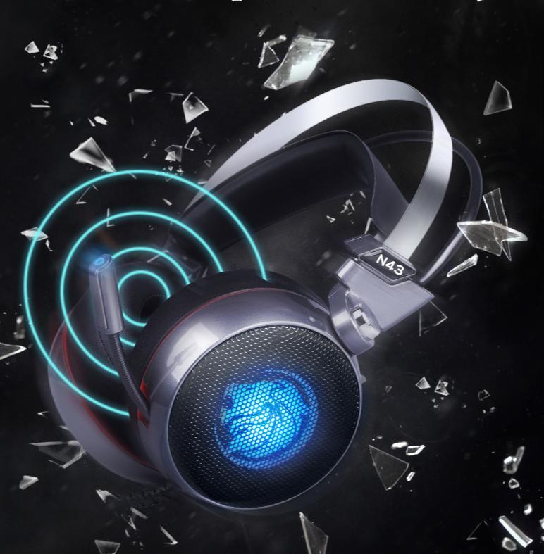 STEVVEX N43 Stereo Gaming Headset 7.1 Virtual Surround Bass Gaming Earphone Headphone with Mic LED Light for Computer PC Gamer (N43)