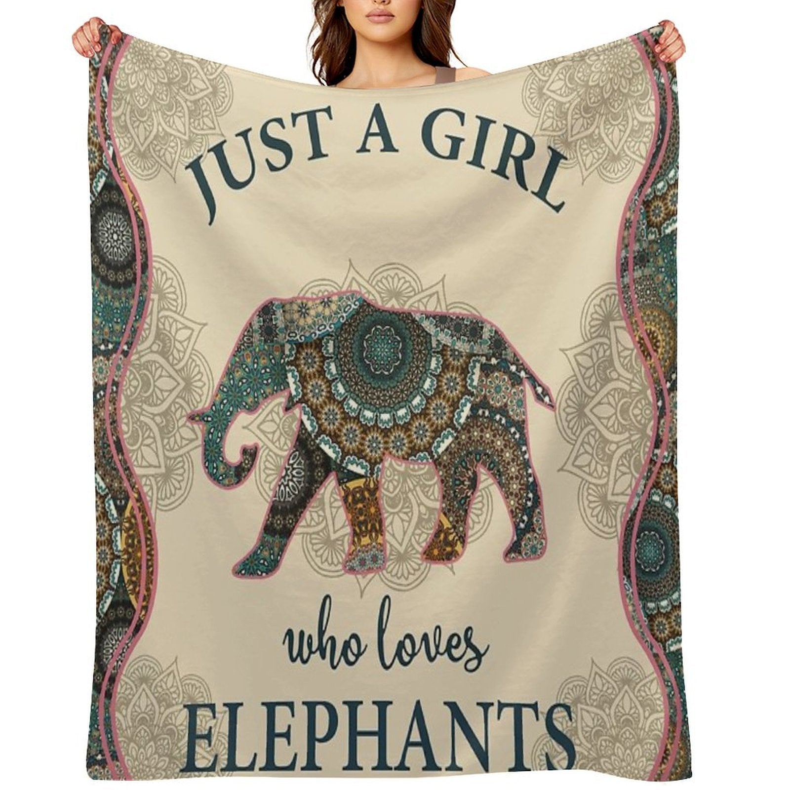 Just A Girl Who Loves Elephants Mandala Gift-ready Throw Blanket