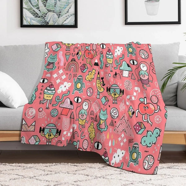 Funny Crazy Avocado, Banana, Ice Cream, Apple, Cat, Cupcake. Fitness Food. Throw Blanket