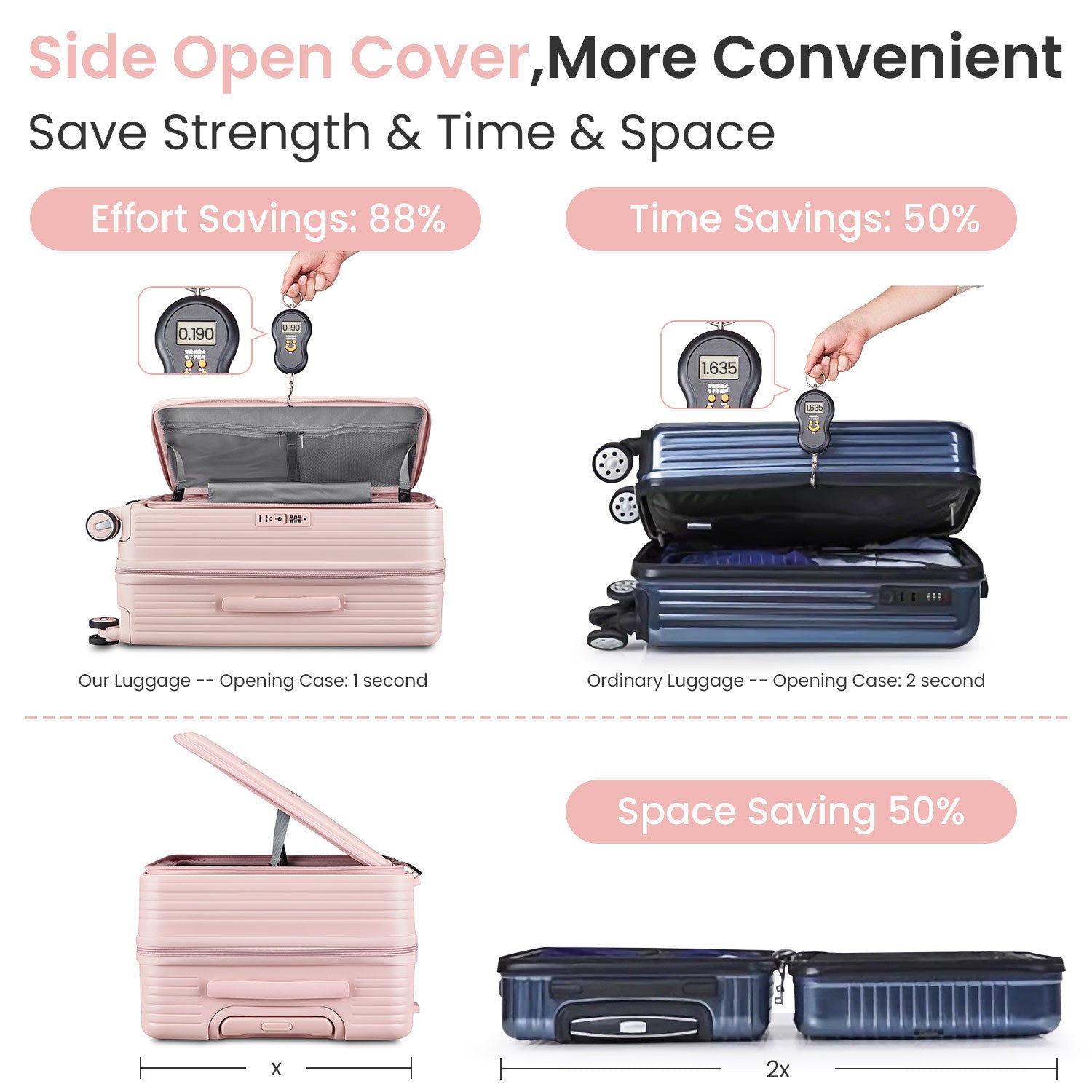 Luggage Sets 3 Piece(20/24/28), Expandable Carry On Luggage with TSA Lock Airline Approved, 100% PC Hard Shell and Lightweight Suitcase with Front Pocket and Spinner Wheels