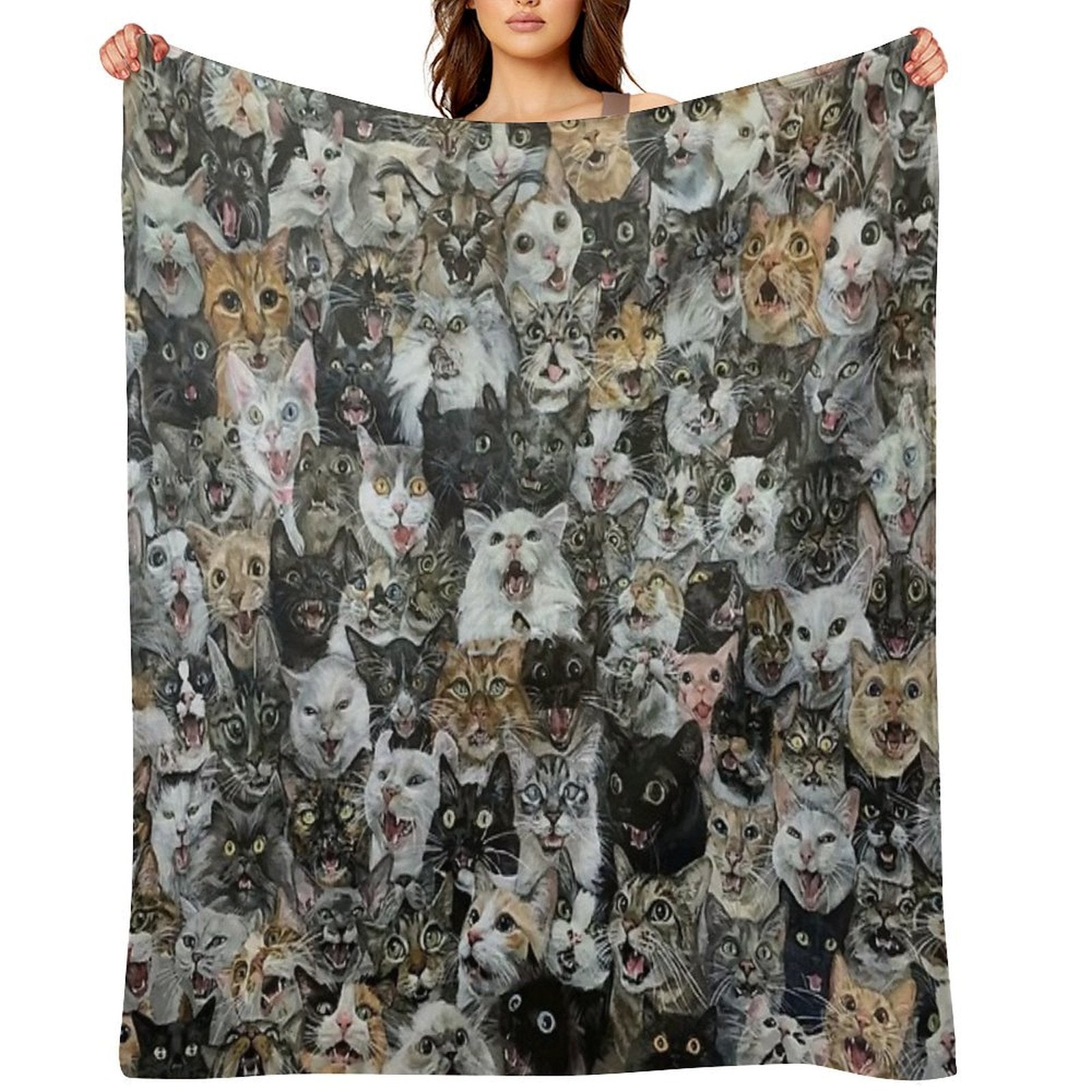Cat You Can See Sustainable Throw Blanket