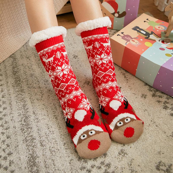 Christmas Floor Socks Indoor Home Sleep Winter Plush Thick Long Socks Women's Postpartum Socks Anti slip