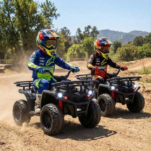 24V Electric Ride On Quad with LED Headlights-Black-2 Pieces