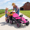 24V Ride on Tractor with Detachable Trailer and Music for Boys Girls-Pink