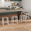 24.5-Inch Set of 4 Saddle Stools Bar Stools with Footrests for Kitchen Island-Walnut & Gray