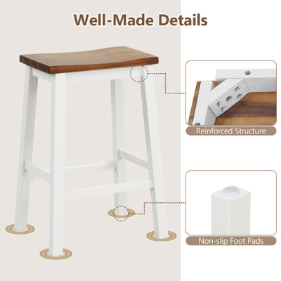 24.5-Inch Set of 4 Saddle Stools Bar Stools with Footrests for Kitchen Island-Walnut & Gray