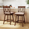 24 Inch Counter Height Barstools with Backrest and Upholstered Seat Cushion for Kitchen Dining Room-Oak