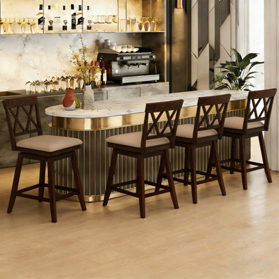24 Inch Counter Height Barstools Set of 4 with Backrest and Upholstered Seat Cushion-24 Inch