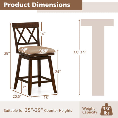 24 Inch Counter Height Barstools Set of 4 with Backrest and Upholstered Seat Cushion-24 Inch